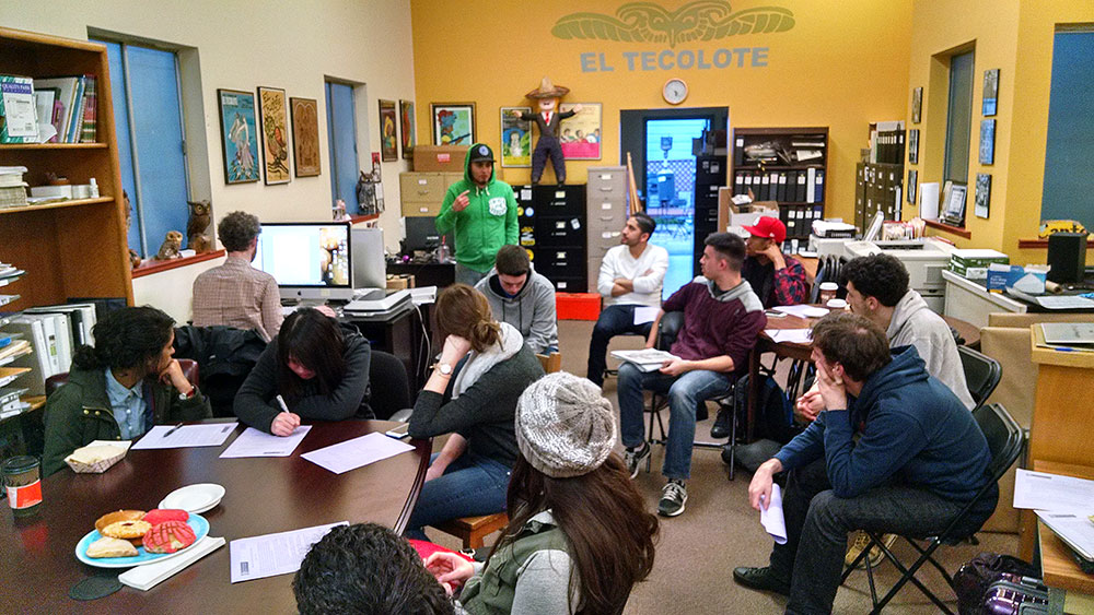 Journalism students meeting indoors